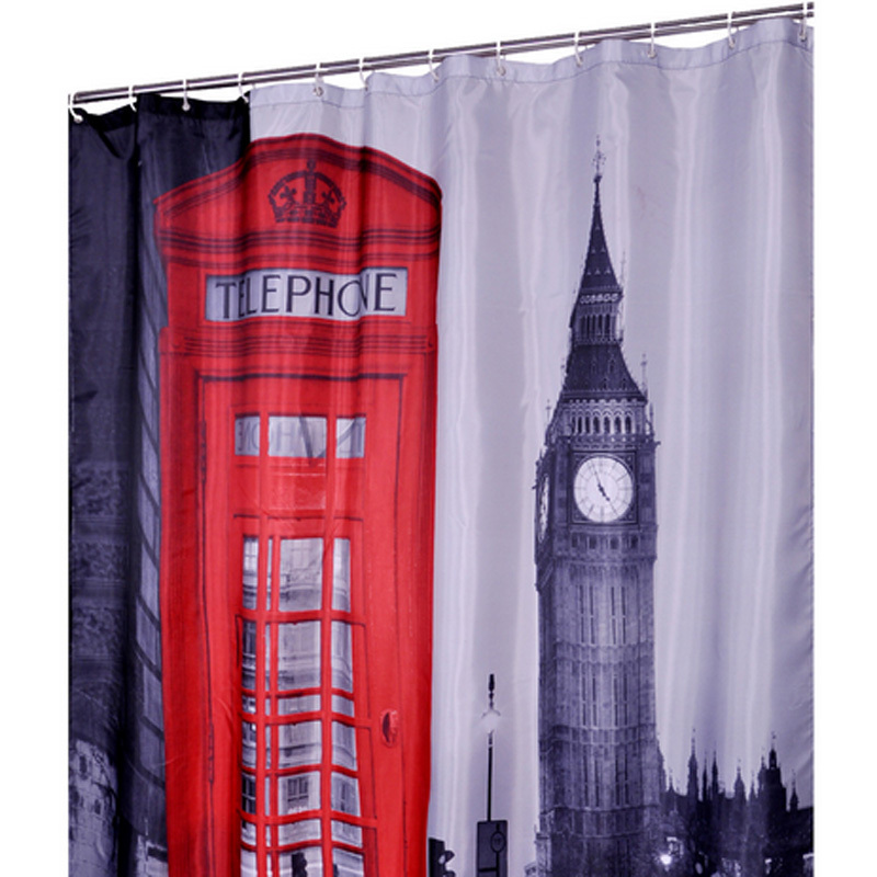 LUFY New Famous City Landmark Pattern London Big Ben Polyester Shower Curtain Paris Shower Curtain Bath Screen Free Shipping