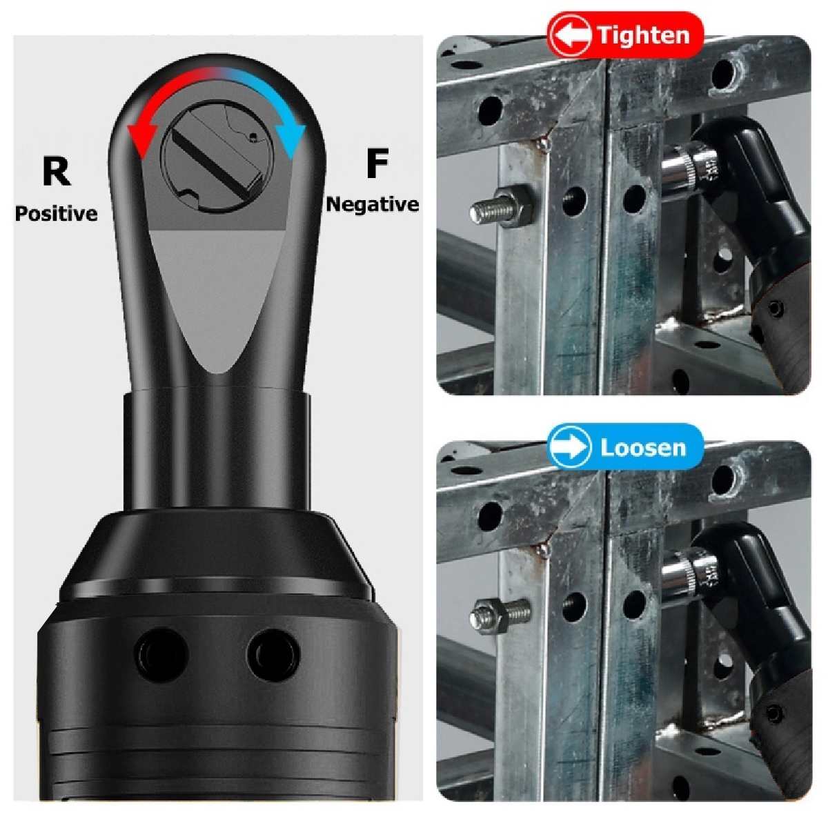 100Nm Electric Ratchet Wrench 12V/42V 3/8 Cordless Right Angle Drill Screwdriver Rechargeable Angle Wrench Spanner w/ 2 Battery