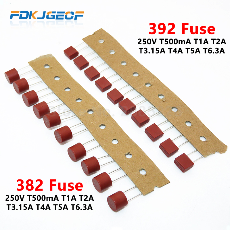 10Pcs/lot Square Round Fuse T500mA T1A T2A T3.15A T4A T5A T6.3A 250V 392 382 Plastic Slow Fuse T2A LCD TV Power Board