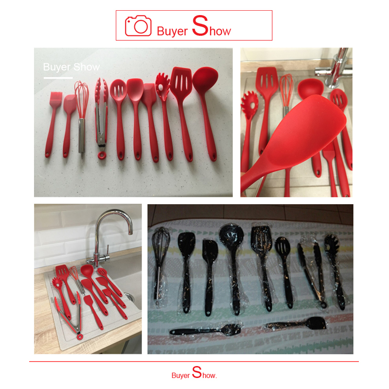 Kitchen Silicone Non-stick Cooking Spoon Spatula Ladle Egg Beaters Utensils Dinnerware Set Cooking Tools Accessories Supplies