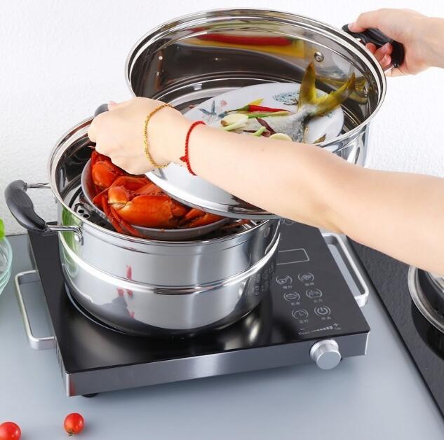 Double boilers Stainless steel soup pot steamer steaming pot non-stick pan kitchen cooking tool cookware cooker dumpling food
