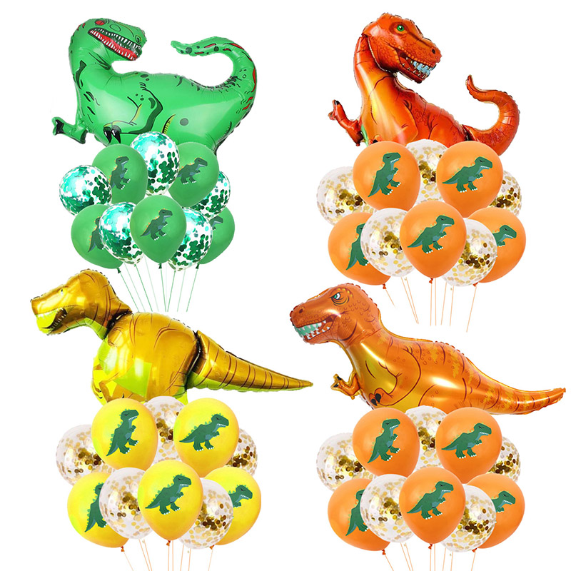 Dino Party Supplies Dinosaur Balloons Paper Straws Disposable Tableware Set Kids Boy Birthday Party Decoration Jungle Party