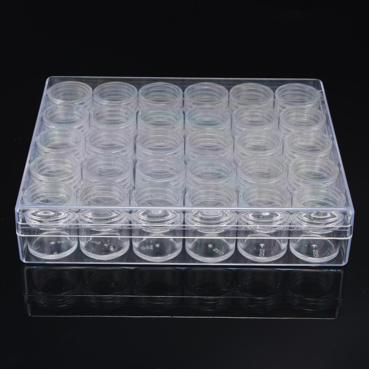 30 PCs Jewelry Strorage Box Acrylic Japan Style Transparent Embroidery Painting Organizer Containers Rings Nail Small Round Jars