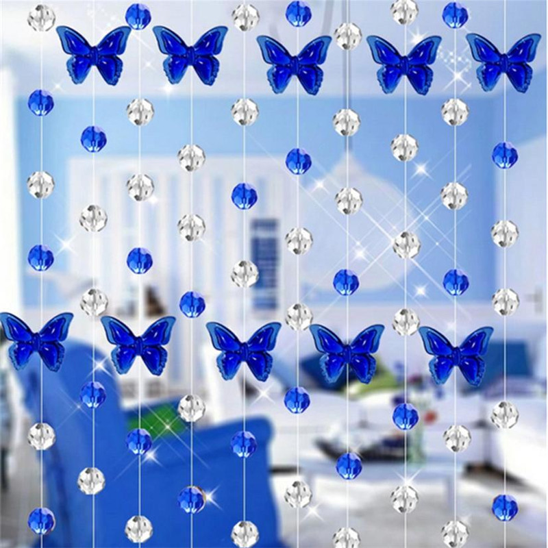 Crystal Glass Bead Curtain Luxury Living Room Bedroom Window Door Wedding Decor Butterfly Diamond String Rop Curtain Screen #LR1