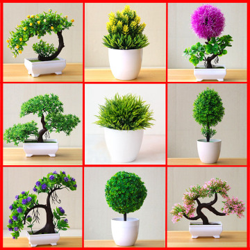 39Styles Artificial Plants Flower Bonsai Home Garden Office Hotel Bedroom Living Room Desktop Ornament Fake Plants Potted Bonsai