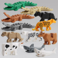 MOC Animal Sets Leopard Cattle Tiger Toy For Children Model Crocodile Shark Blocks Compatible Animals Kids Education Toys Gifts