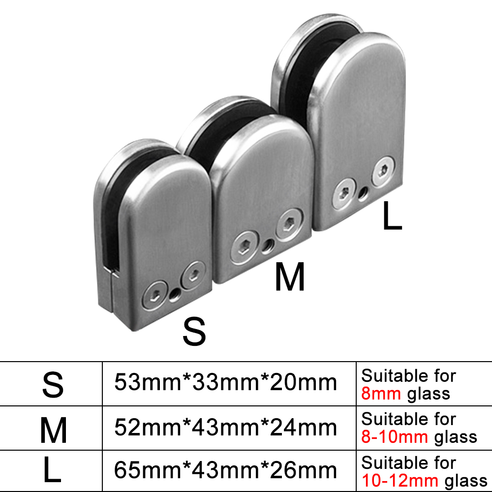 40 Pieces Glass Clamps 8-10mm Stainless Steel Adjustable Glass Bracket Back for Balustrade Staircase Handrail Polishing