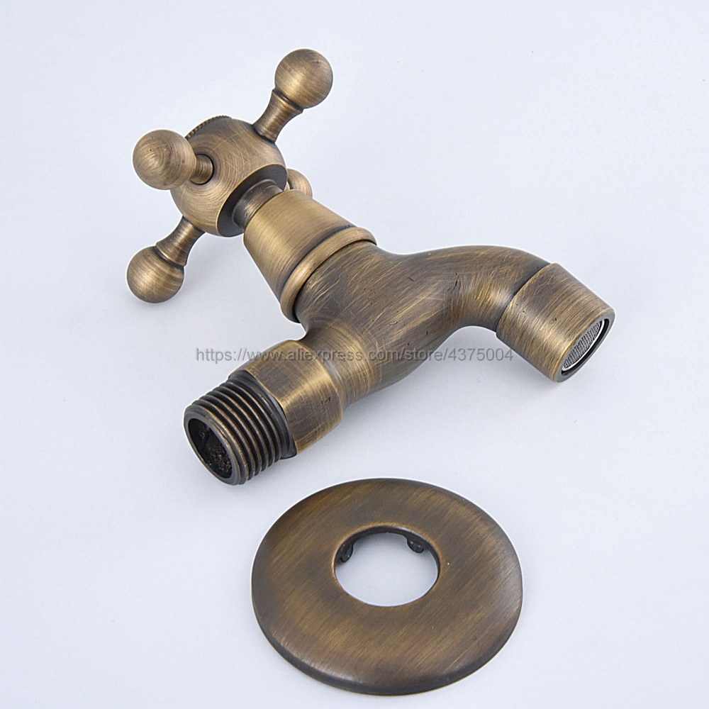 Antique Bronze Wall Mount Bathroom Mop Pool Faucet Laundry Sink Water Taps Toilet Cold Bibcock Nav352