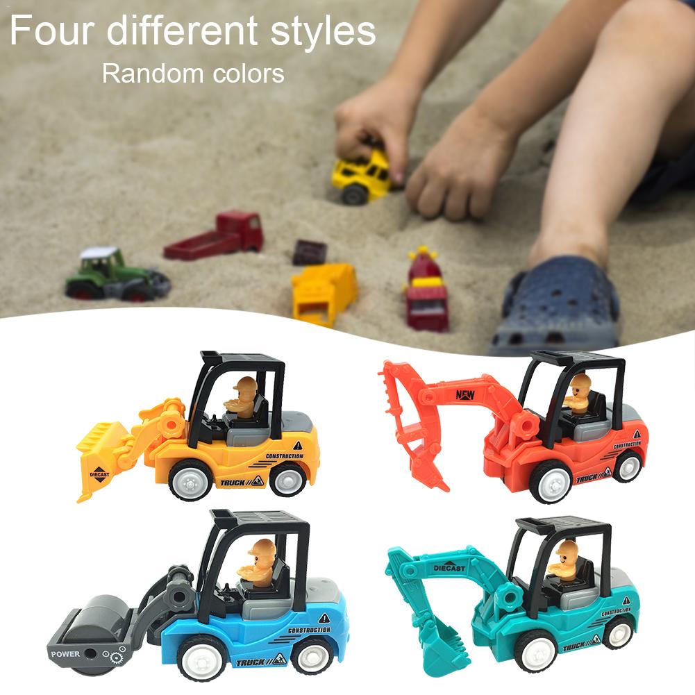 4pcs ABS Mini Construction Car Toys with Excavator Bulldozer Road Roller Lift Truck Toys Engineering Vehicle Engineer Model
