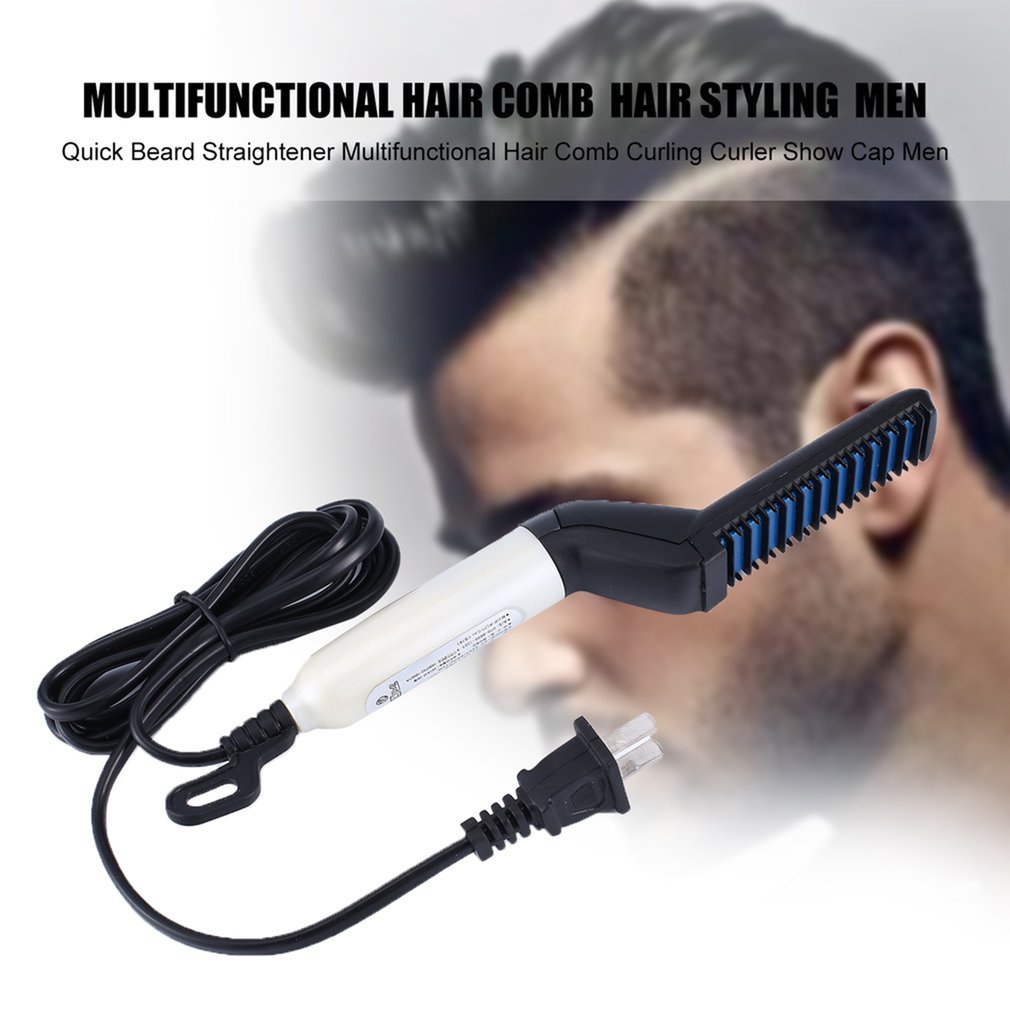 Multifunctional Hair Comb Quick Beard Straightener Curling Curler Show Cap Men Beauty Hair Styling Tool OPP Bag Pack
