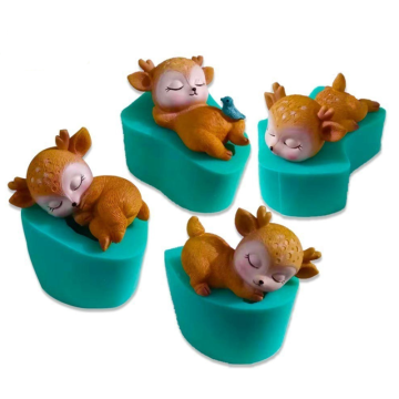 Creative 3D Sleeping Deer Silicone Mold Cheese Tools Diy Soap Gypsum Resin Mold Chocolate Fondant Cake Decoration Tools