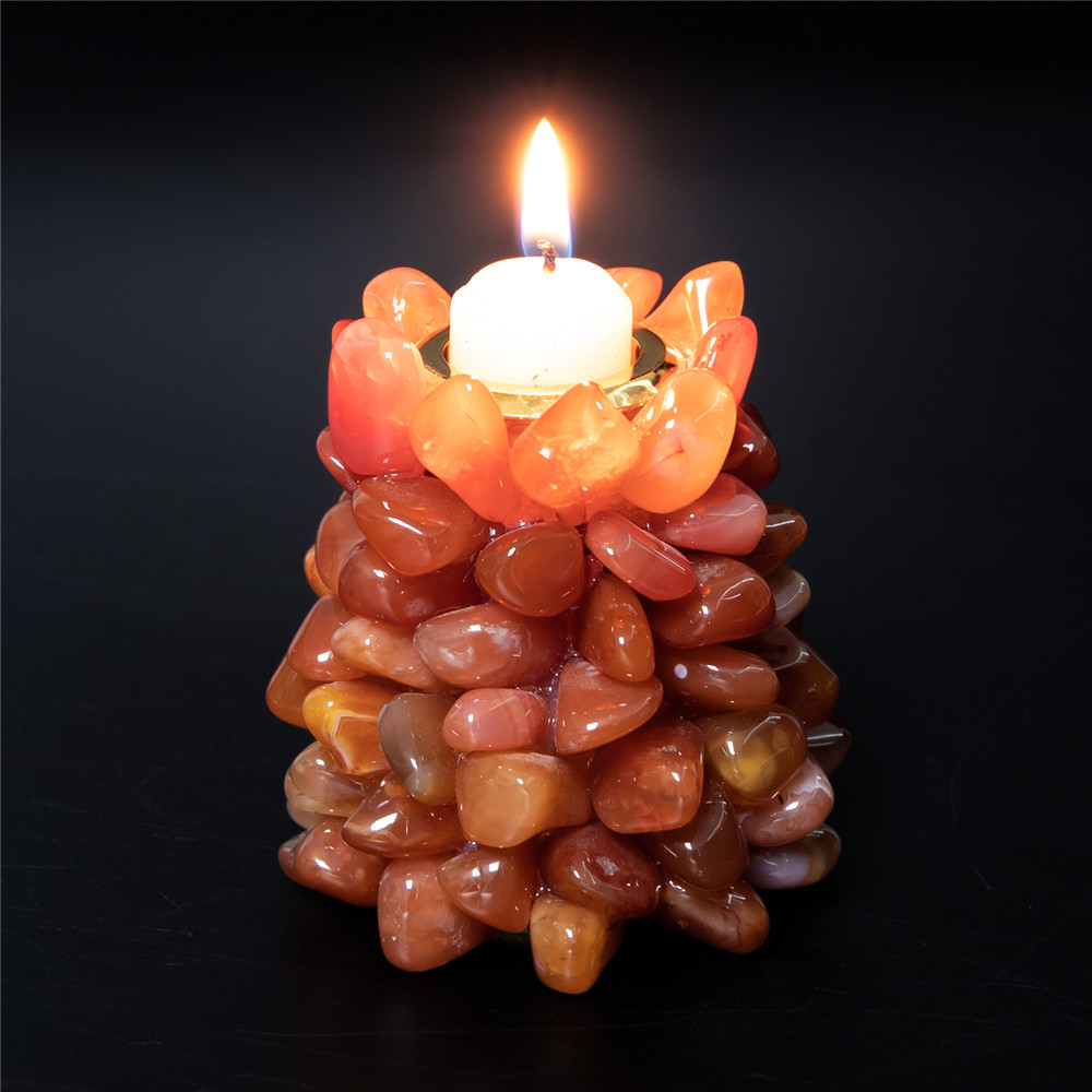 1pcs Natural Agate Candlestick Carnelian Stone Candle Holders Home Decoration Dinner Party Candlesticks