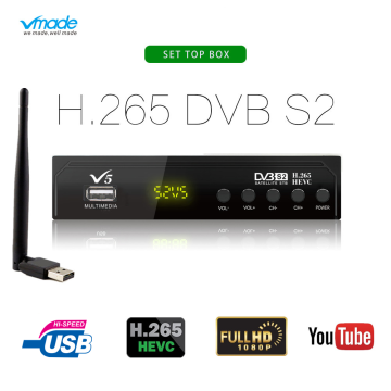Vmade Hot Sale Satellite TV Receiver Fully HD 1080P DVB-S2 H.265 Super Receptor Support Youtube M3U With USB WIFI TV Set-Top Box