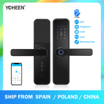 YOHEEN TTlock App Bluetooth Wifi Biometric Fingerprint Door lock Electronic Digital Smart Lock work with Alexa