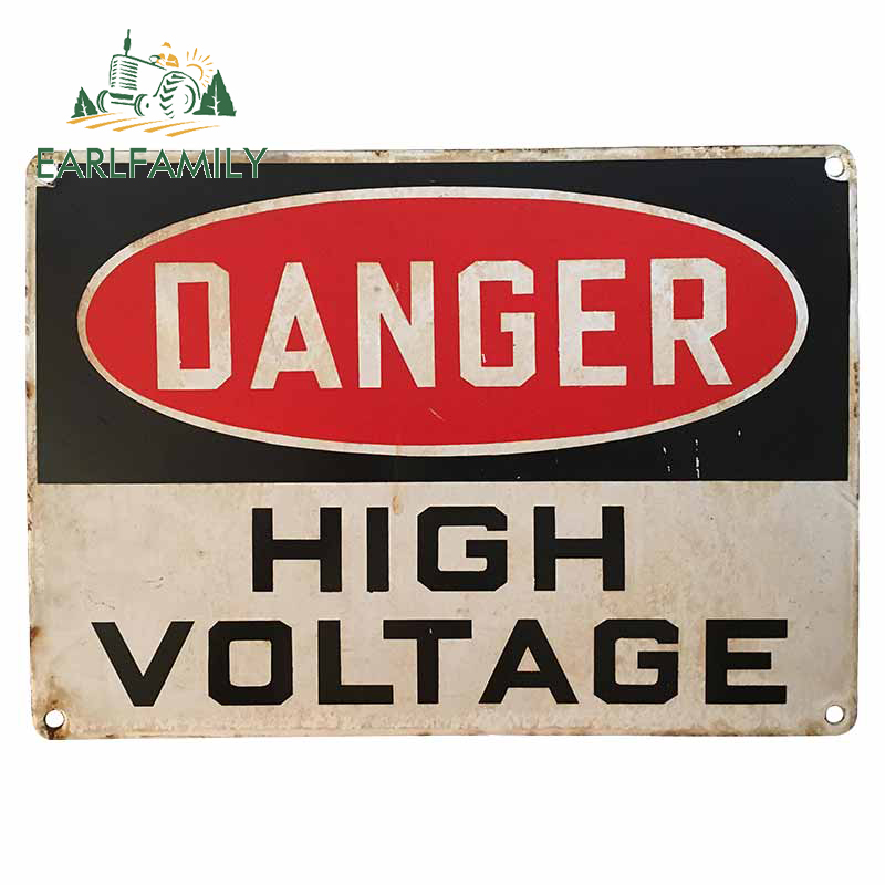 EARLFAMILY 13cm x 10.9cm for Danger High Voltage Sticker Poster Funny Car Stickers Fashion Motorcycle Car Bumper Window Decals