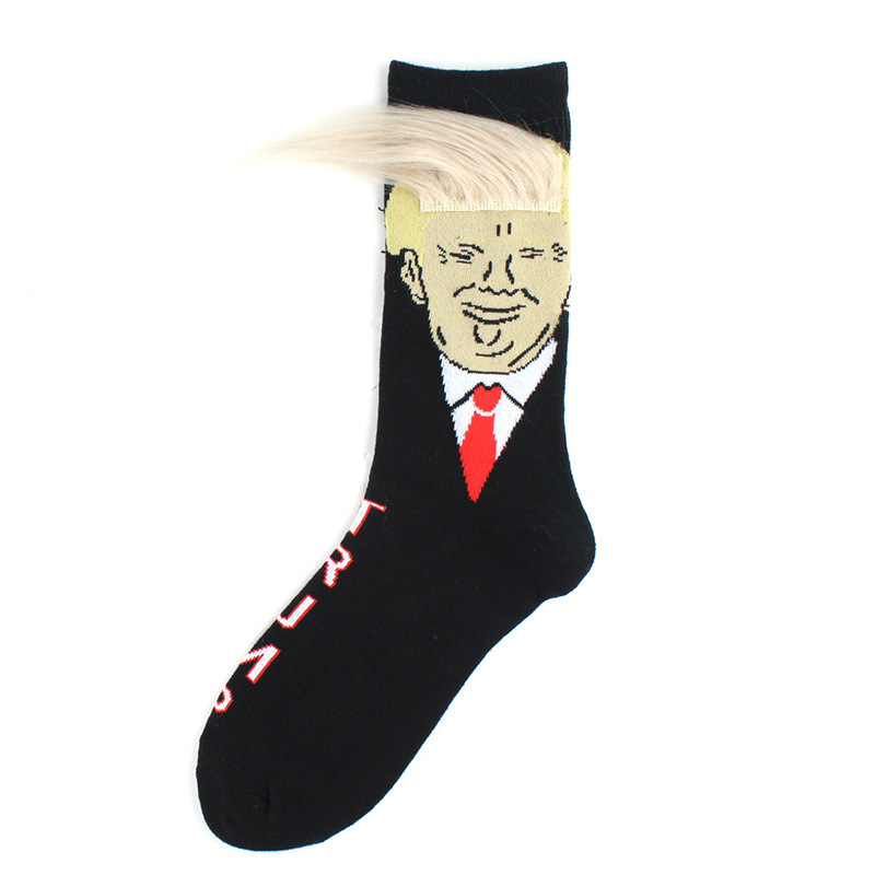 2020 New Arrivals Spoof Trump Socks Trump Socks Wig Socks Street Hip Hop Men's Socks Trend Street Shooting