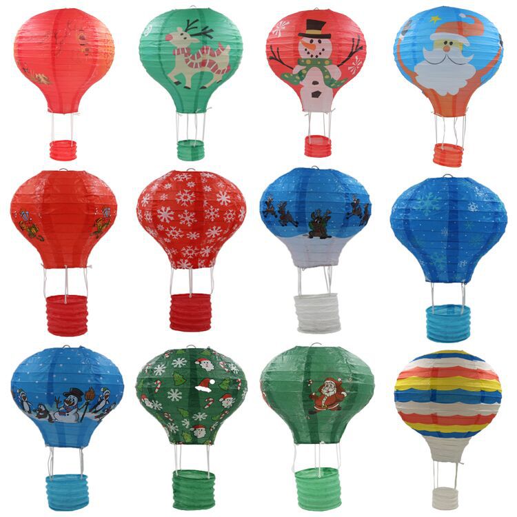 10''-16"(25-40cm)Rainbow Lantern Hot Air Balloon Paper Lantern Kids Hanging Birthday Party Wedding Decor Lanterns Baby Showers