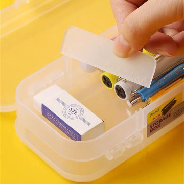 2020 High-capacity Pencil Case Double Layers Transparent Pencil Box Desktop Organizer Storage Box Pencilcase School Stationery
