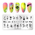 NICOLE DIARY Nail Stamping Plates Line Face Flower Nail Art Plate Stainless Steel Design Stamp Template Printing Stencil Tools