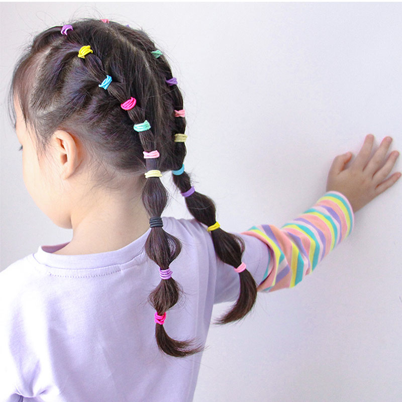 100PCS/Set New Girls Candy Colors Nylon Basic Elastic Hair Bands Kids Rubber Bands Headband Scrunchie Fashion Hair Accessories