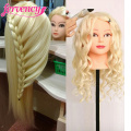 Training Head Blonde For Salon Can be Curled 60 % Real Human Hair 60 cm Hairdressing Mannequin Dolls professional styling head