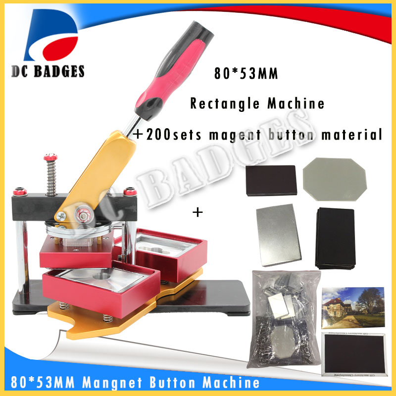 80*53mm Rectangular fridge magnet badge Making Machine including mold with 200sets magnet button material