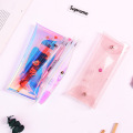 1Pcs Creative Pencil Case Transparent Laser Pencil Bag Stationery Box Shimmer Folding Buttons Girls Pen Pouch School Supplies