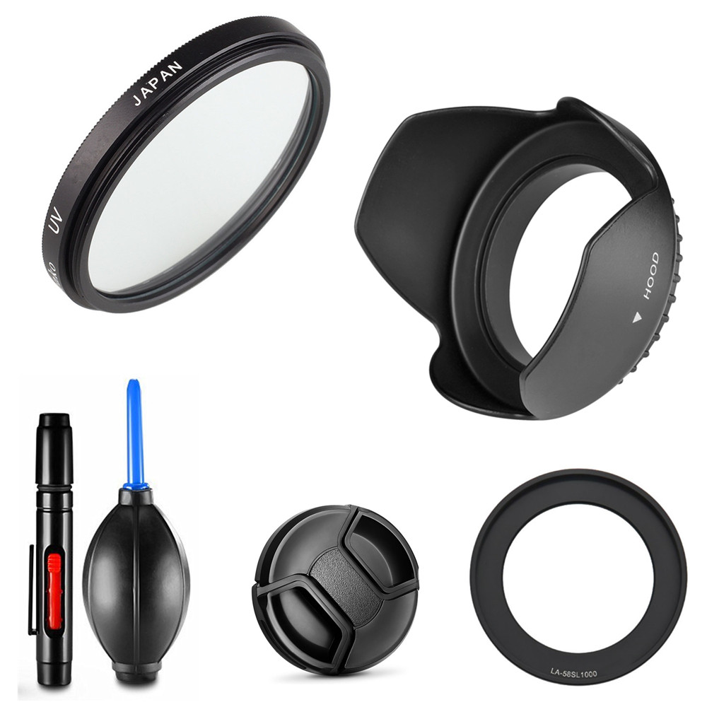 58mm UV Filter & Lens hood Cap Adapter ring for Fujifilm S8200 S8300 S8400W S8500 S9200 S9400W S9800 S9900W SL1000 Camera