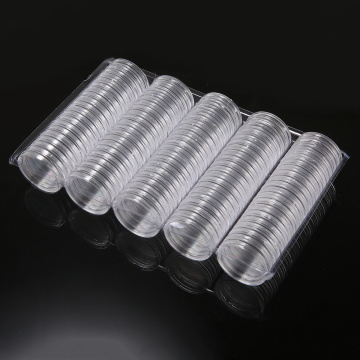 200pcs/set 27mm Clear Coin Holder Plastic Coins Storage Case Box Container for 2 Euro Coin Home Decoration Crafts