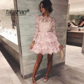 Lace Homecoming Dresses Vintage A-line Full Sleeve Homecoming Dress Illusion Elegant Cocktail Dresses