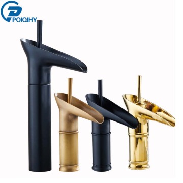 POIQIHY Wine Glass Style Single Lever Waterfall Bathroom Basin Faucet Brass Antique Hot and Cold Bathroom Sink Mixer Taps