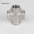 1/2" DN15 Thread Cross 4 Way Pipe Fittings BSPT Threaded Stainless Steel SS304 Cross