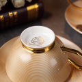 Luxury Gold Bone China Tea Cup Saucer Spoon Set 200ml Noble Ceramic Coffee Cup Advanced Porcelain Teacup Party Teatime Drinkware