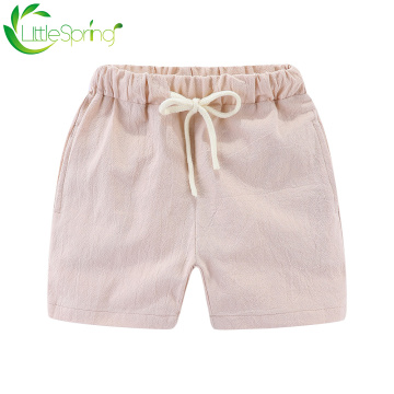 LittleSpring Boys Shorts Candy Color Summer Beach Loose Shorts Casual Cotton & Linen Comfortable Kids Shorts