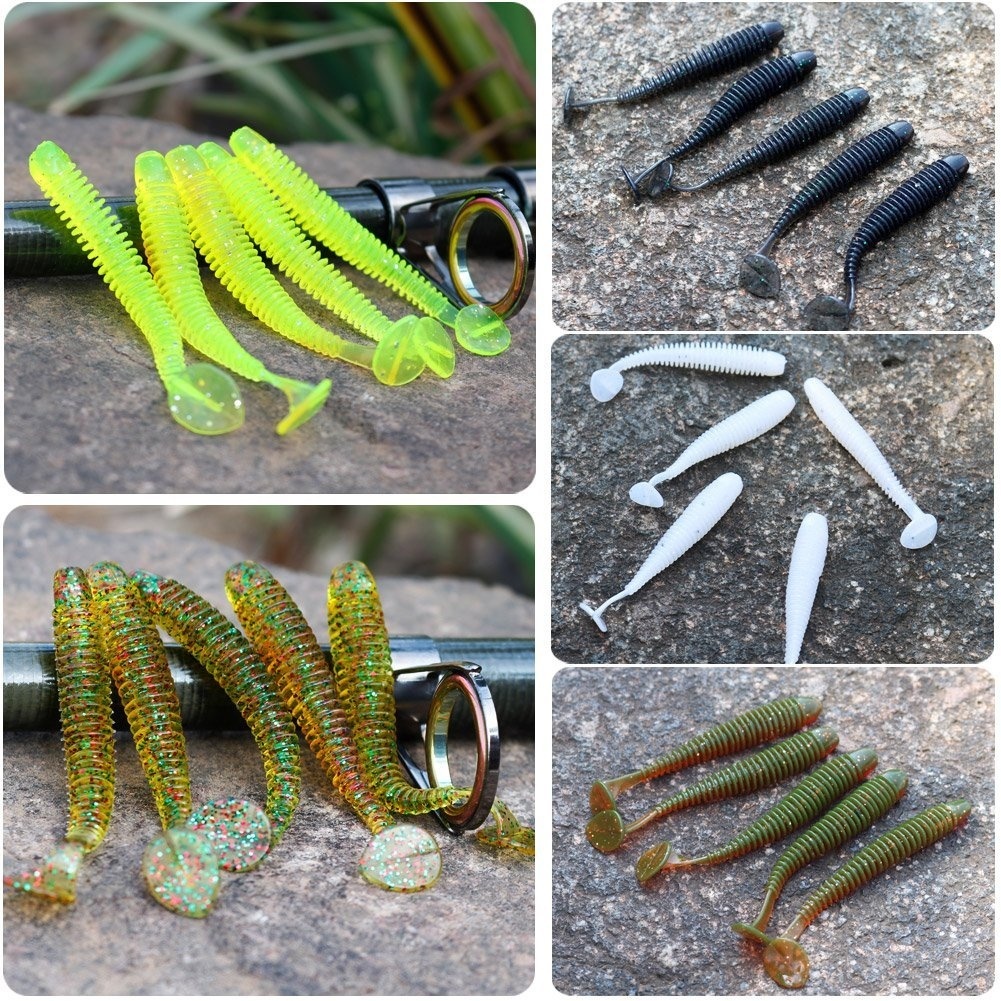 Sougayilang 5Pcs Fishing Lure 5pcs Fishing Hook Soft Bait Worm Artificial Bait Carp Minnow Earthworm Fishing Lures Baits Tackle