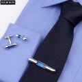 HAWSON Novelty Cuff links and Tie Clip Set Mens Blue Water Level Cufflinks Separated Selling Available