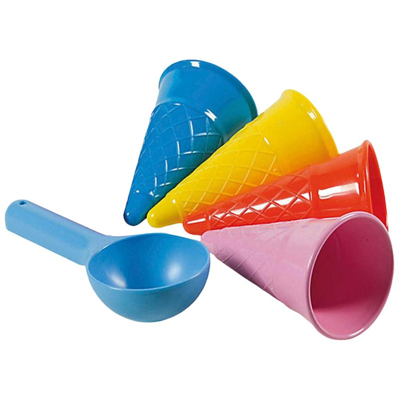 10pcs Plastic Beach Toys Seaside Sand Ice Cream Cones and Scoop Outdoor Toys for Children Kids (Random Color)