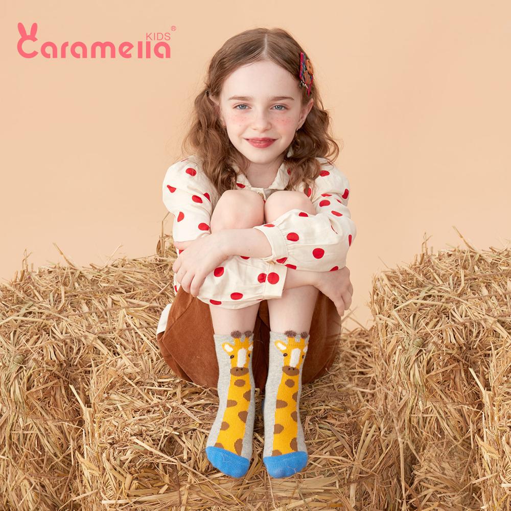 Caramella 2019 New Thick Cottoon Kids Socks Baby Girls Boys Short Socks Cartoon Giraffe Stripe Children's Hosiery Gift Bag Set