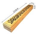 HOT-Bamboo Incense Burner Hand Carving Hollow Stick Incense Plate Holder Joss Stick Box Lying Censer For Home Decor Living Room