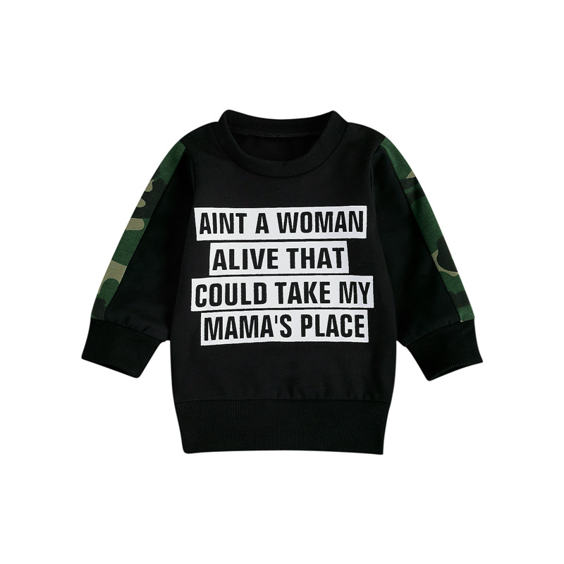 Spring Winter Casual Sweatshirts Christmas 2020 Baby Letter Camouflage Pattern Long Sleeve Round Neck Hoodies Infant Clothing