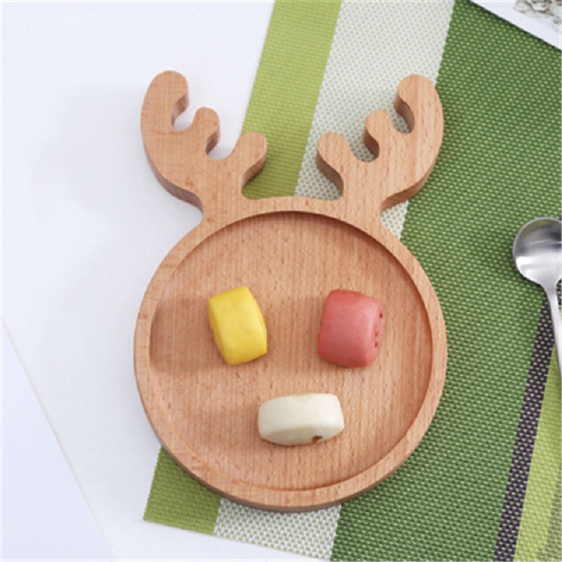 Wooden Baby Food Plate Japanese Food Tray Baby Feeding Bowl Creativity Hand Polished Dessert Dishes Household Kitchen Tools