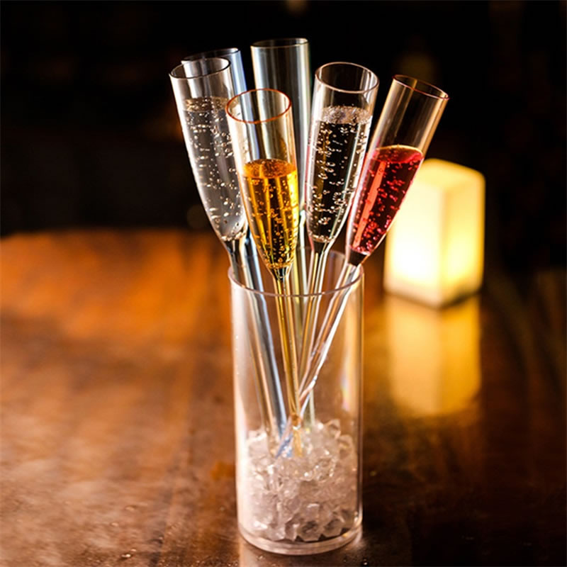 Upspirit 6pcs Plastic Champagne Cocktail Cup Champagne Flutes Wine Glasses Beach/Wedding Party Cocktail Cups Bar KTV Drinkware