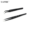 UANME Stainless Steel Anti-static Tweezers Tools ESD Precision Curved Straight Tip Forceps