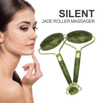 Green Roller and Gua Sha Tools Set by Natural Jade Double Heads Jade Stone Face Lift Body Skin Care Tools Unisex Dropshipping