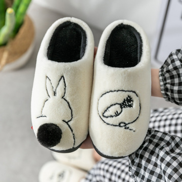 New Animal Print Slippers Warm Plush Anti-Slip Indoor Home Floor Slippers Soft Sole Comfortable Shoes Women Men Footwear Couples