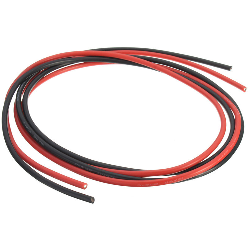 2M Two Wires Silicone Wire SR Wire Flexible Stranded Copper Electrical Cables 1M black+1M red 12/16/18/20/26/28/30AWG