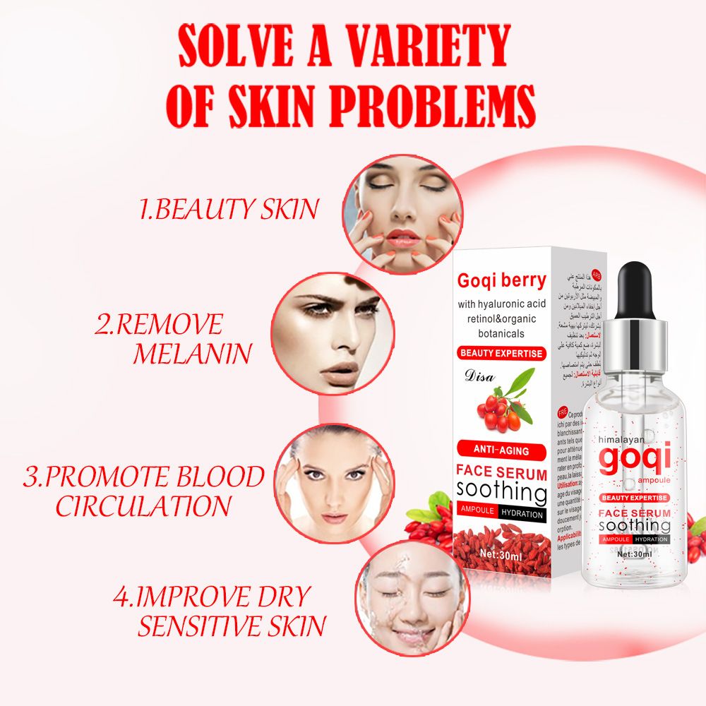 LAIKOU Wolfberry Facial Serum Shrink Pores Essence Repairing Skin Anti-Aging Anti-Wrinkle Lifting Smoothing Whitening Skin Care