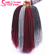 5packs/lot Sallyhair Small Senegalese Crochet Twist Braids Hair 18" 2X Crochet Braids 30Roots/Pack Synthetic Ombre Braiding Hair