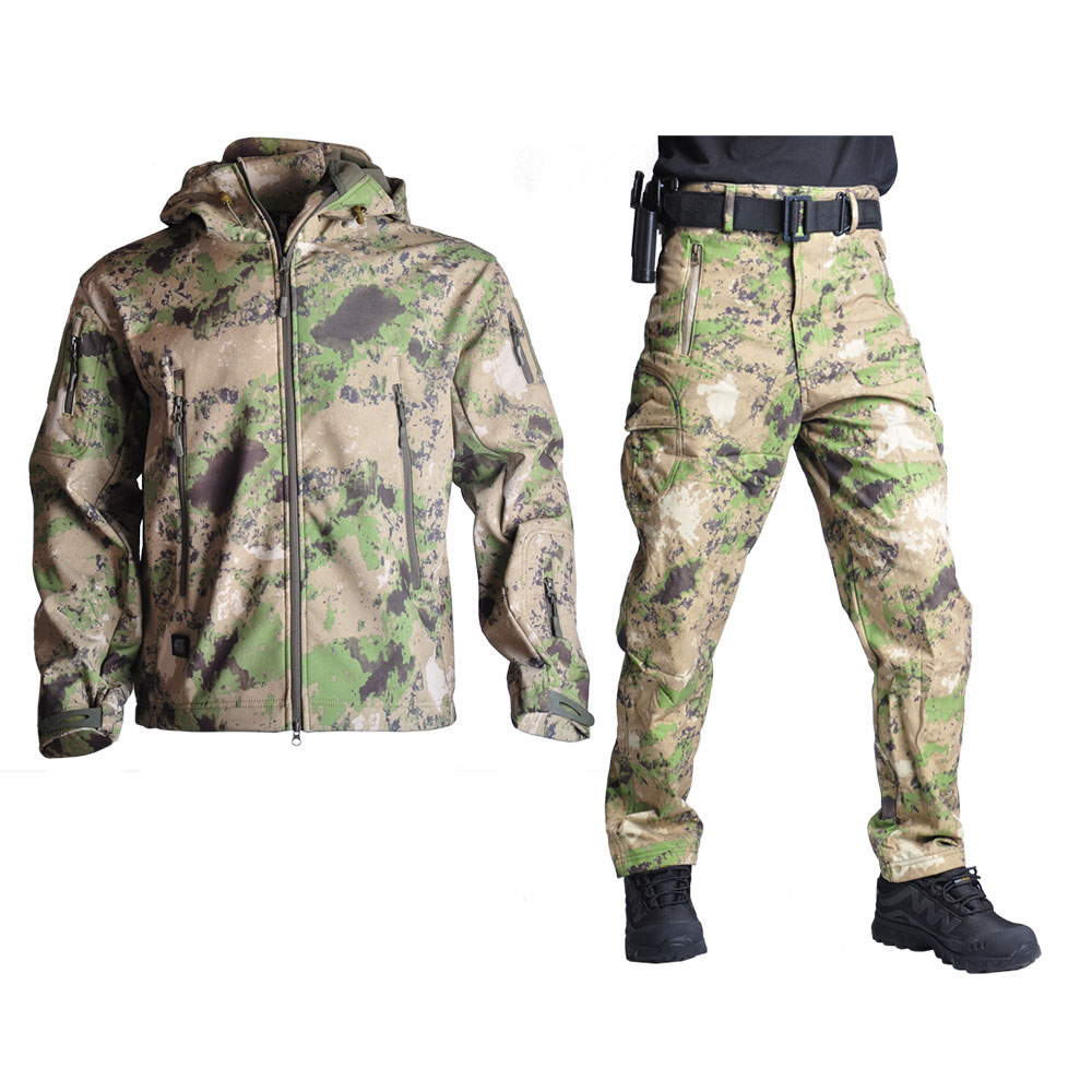 Tactical Jacket Men Soft Shell Jackets Army Waterproof Camo Hunting Clothes Suit Camouflage Shark Skin Military Coats+Pants