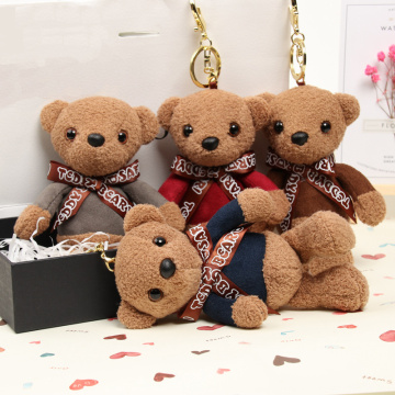 1pc 15cm Cute Teddy Bear Keychain Plush Dolls Stuffed Animals Joint Bears Small Bag Pendant Key Chains for Girls Kids Toys